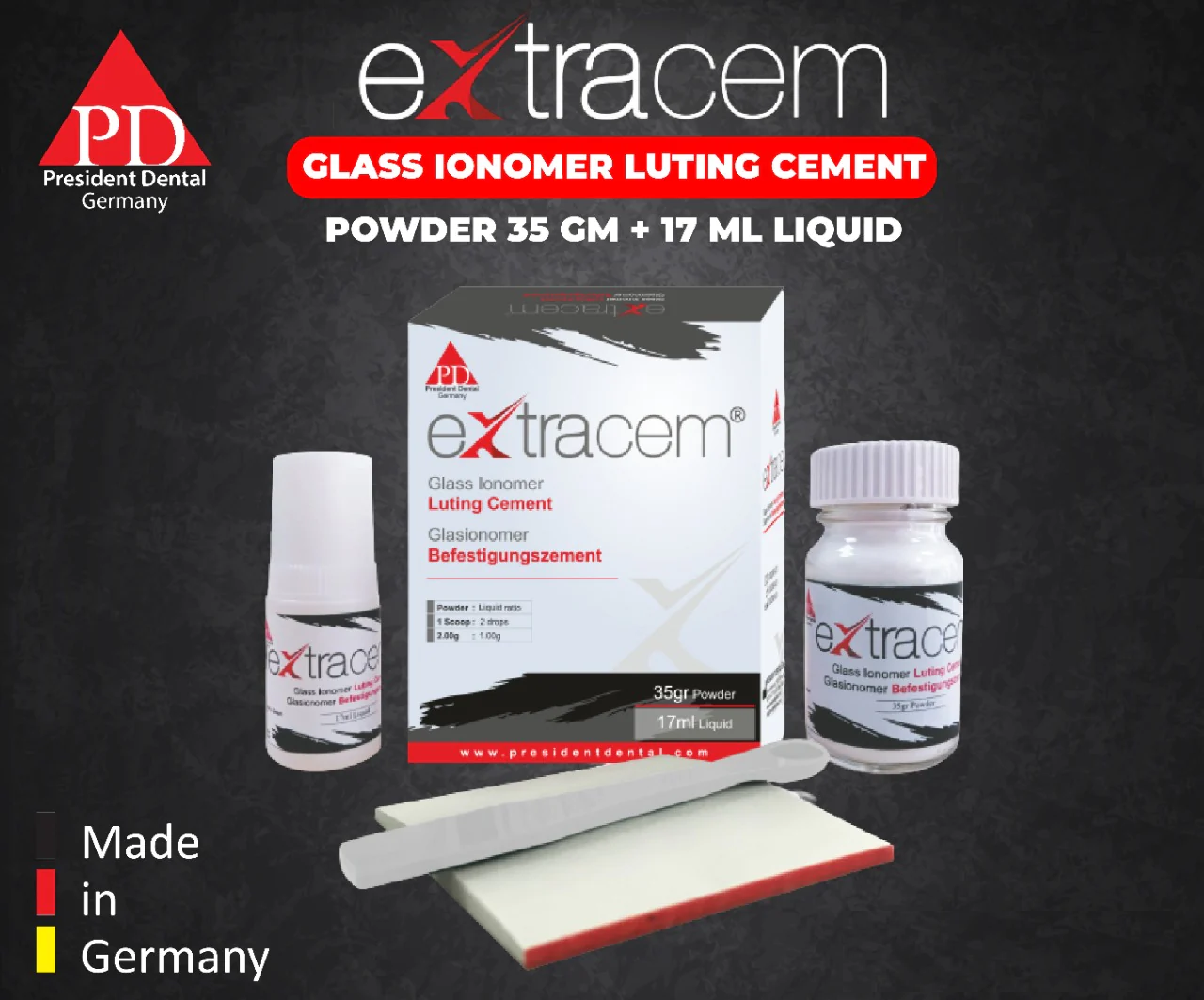 President Dental – Extracem (Glass Ionomer Luting Cement 35g +17ml)