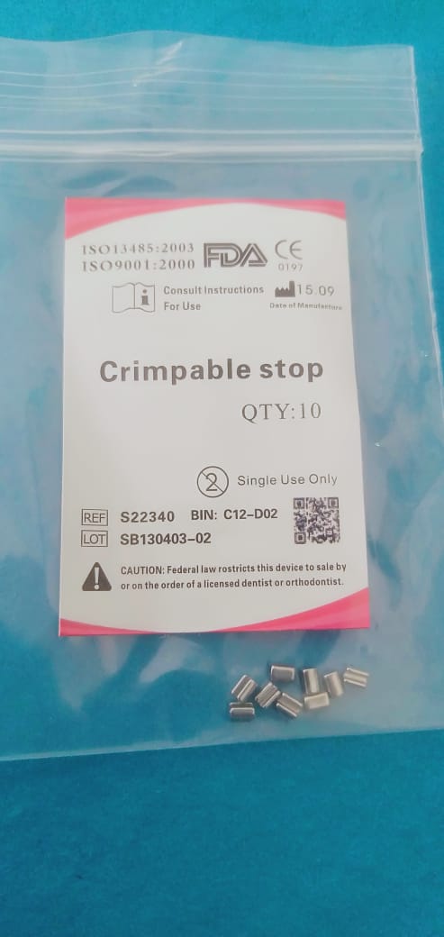 Crimeable stop packet