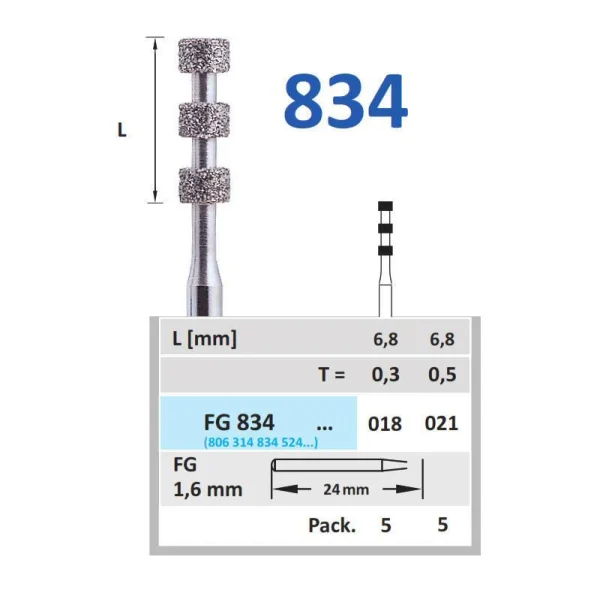 Horico-FG 834 Diamond Tri-Wheel Depth Cutter Bur
